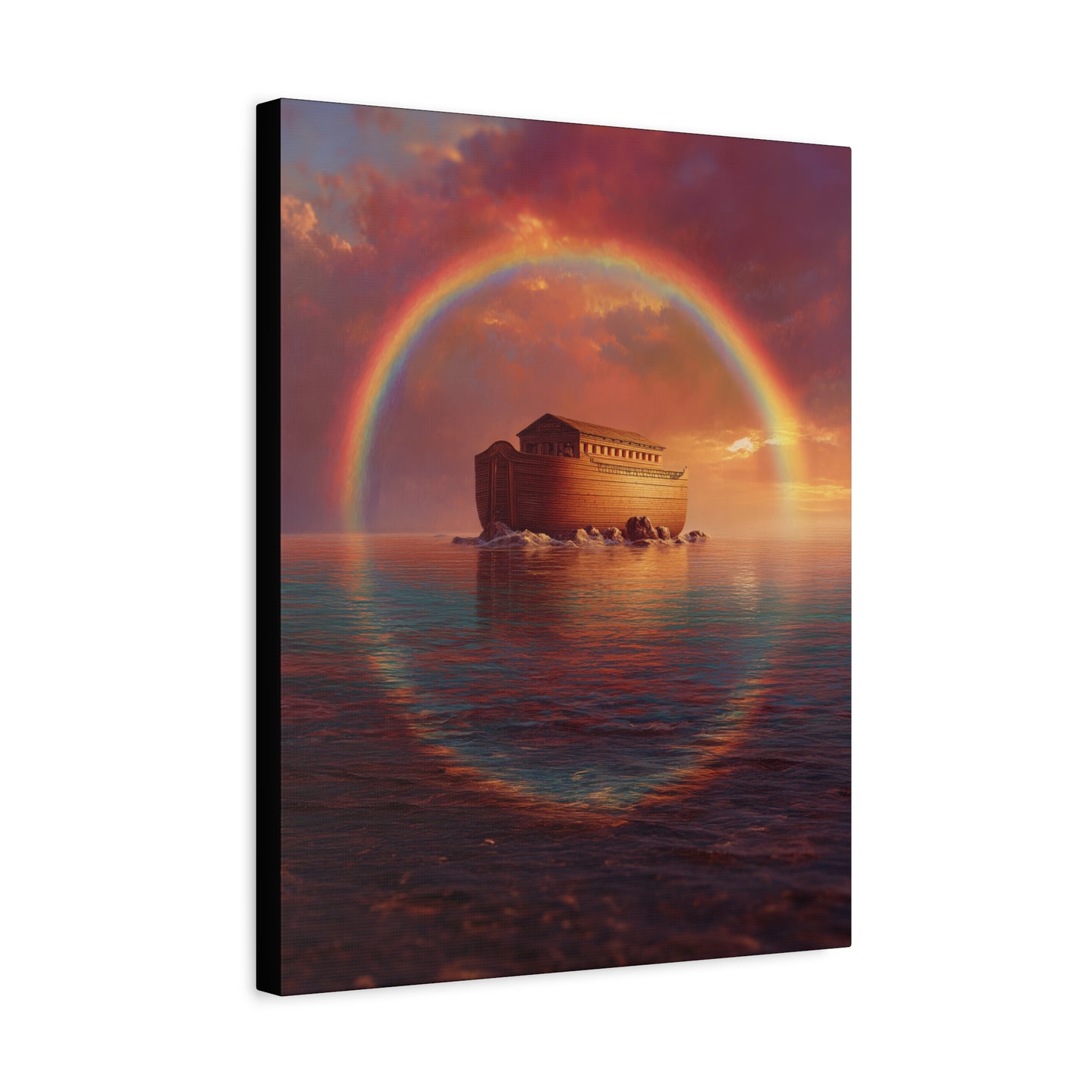 Sheltered Beneath the Covenant Sky - Noah's Ark - Gallery Wrapped Canvas - Print - Religious Art for your Home - Catholic