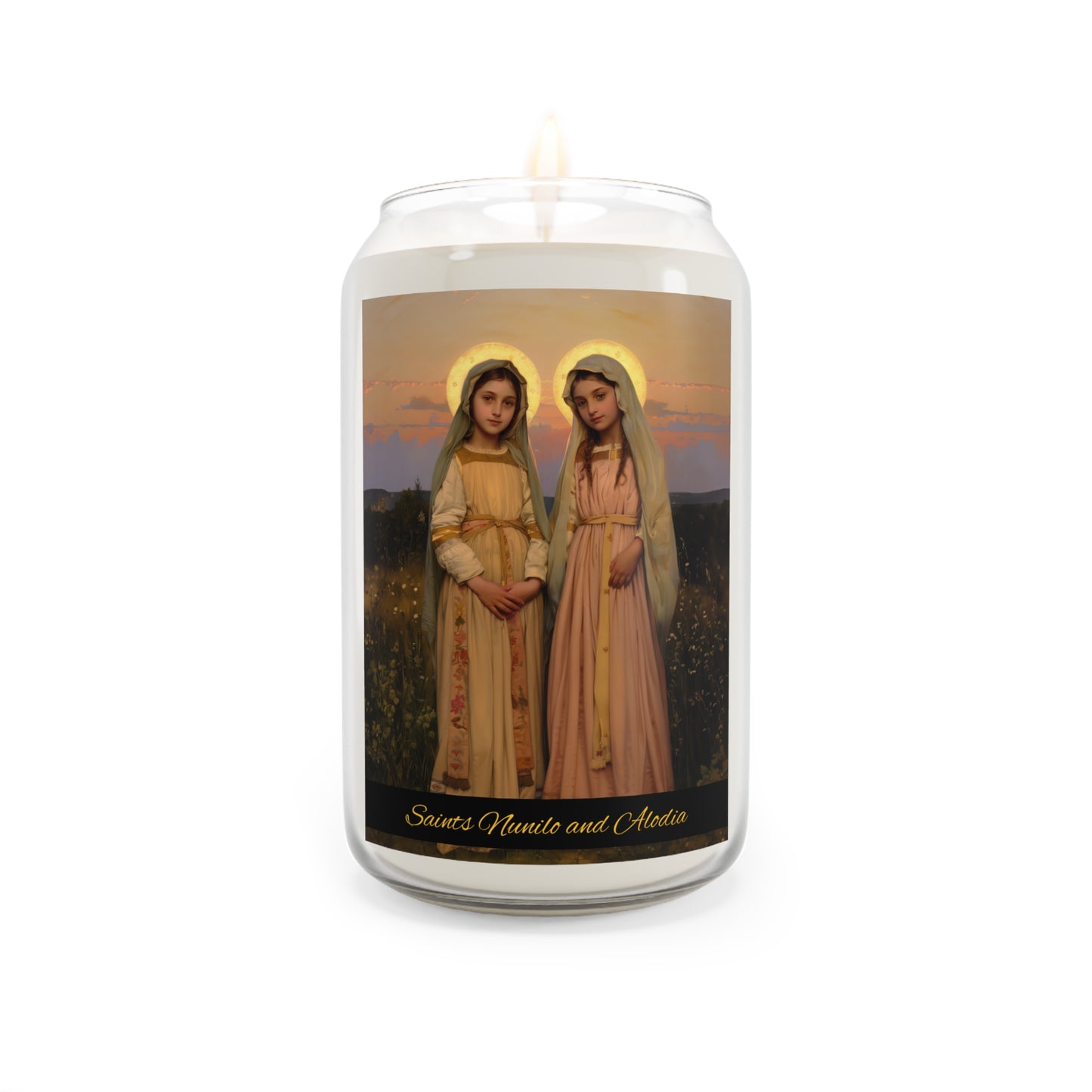 Saints Nunilo and Alodia - Scented Prayer Candle, 13.75oz -  Candle - Catholic Art - prayer room Scented Candle - Catholic Saint Art