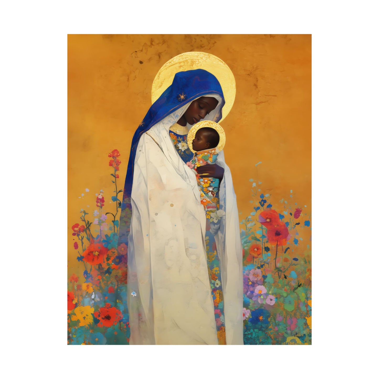 The Divine Embrace- Our Lady of Kibeho's Love - Sanctified Souls Print - Multiple Sizes - Premium Posters - Catholic Art - Christian
