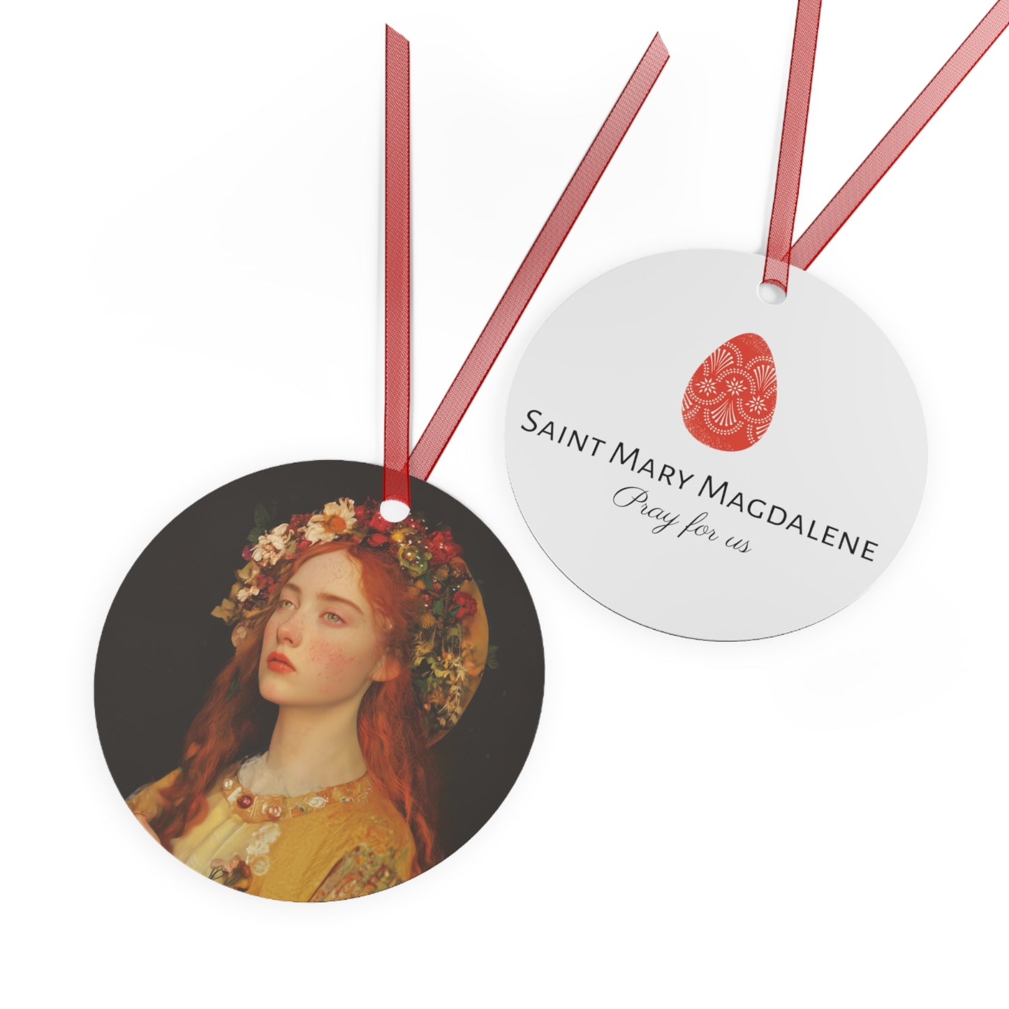 Radiance of Repentance - Mary Magdalene's Renewal Metal Ornament - Religious Holiday Christmas Keepsake - Catholic Ornament - Christmas