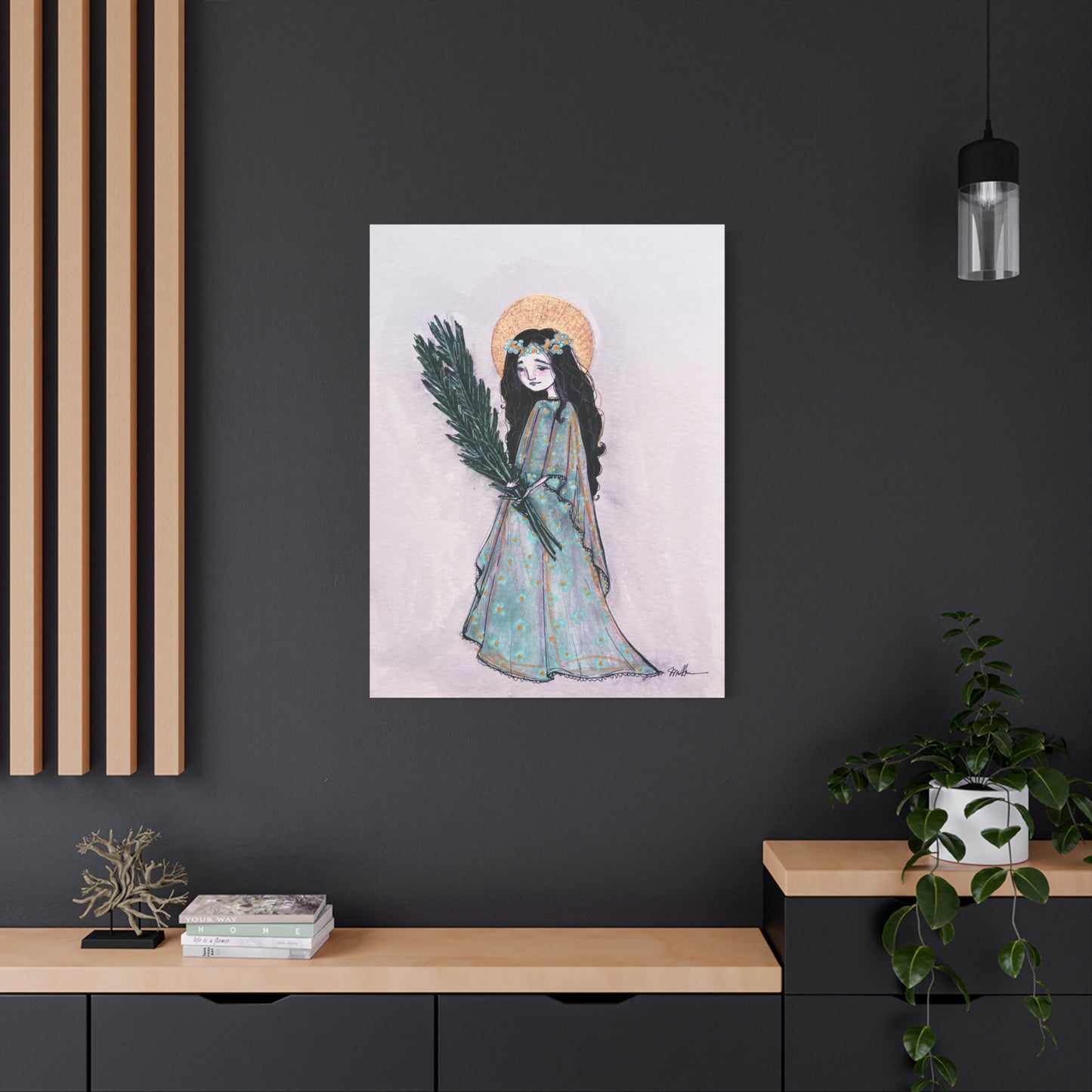 Saint Faith Canvas Print - Hand-Drawn Art - Catholic Print | Faith Hope and Charity Sacred Art | Sanctified Solocosmo Religious Artwork