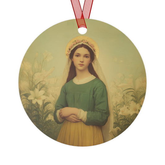Saint Maria Goretti Metal Ornament - Religious Holiday Christmas Ornament and Keepsake - Prayer Ornament