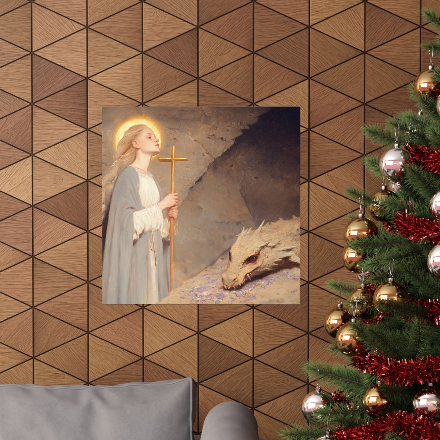 Saint Margaret of Antioch - Sanctified Souls Print - Multiple Sizes - Premium Posters - Catholic Art - Christian Home Decor Artwork