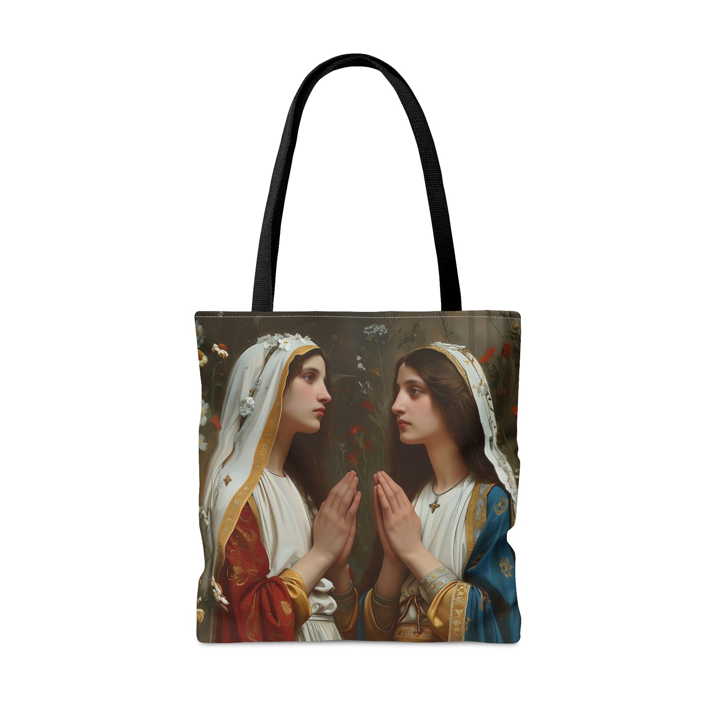 Saints Emiliana and Trasilla Tote Bag - Large Medium Small Faith Art Bag - Re usable Tote Purse - Double Sided - Catholic Art Bag
