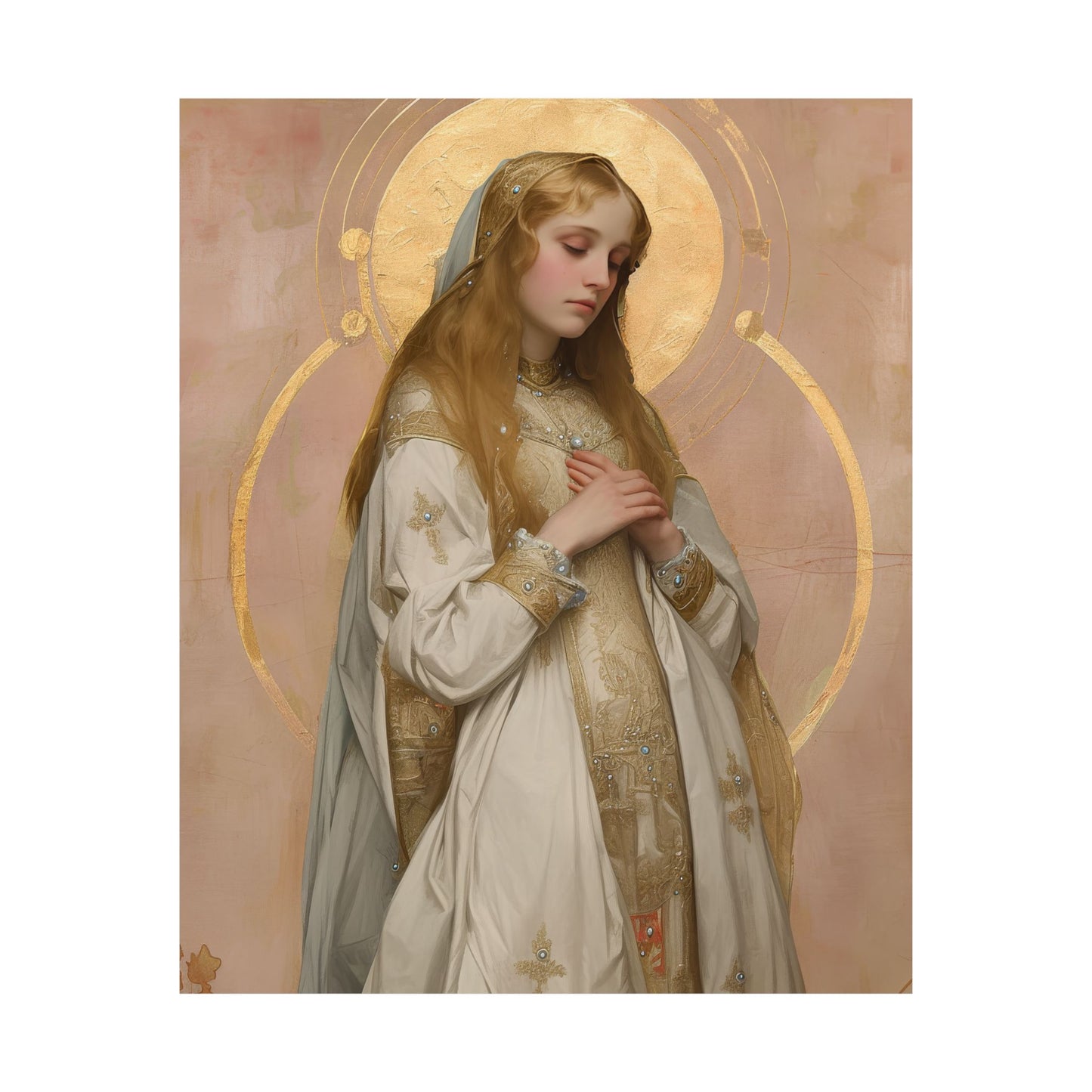 Saint Waldetrudis / Waltrude or Waudru - Sanctified Souls Print - Multiple Sizes - Premium Matte Vertical Posters - Catholic Saint Art
