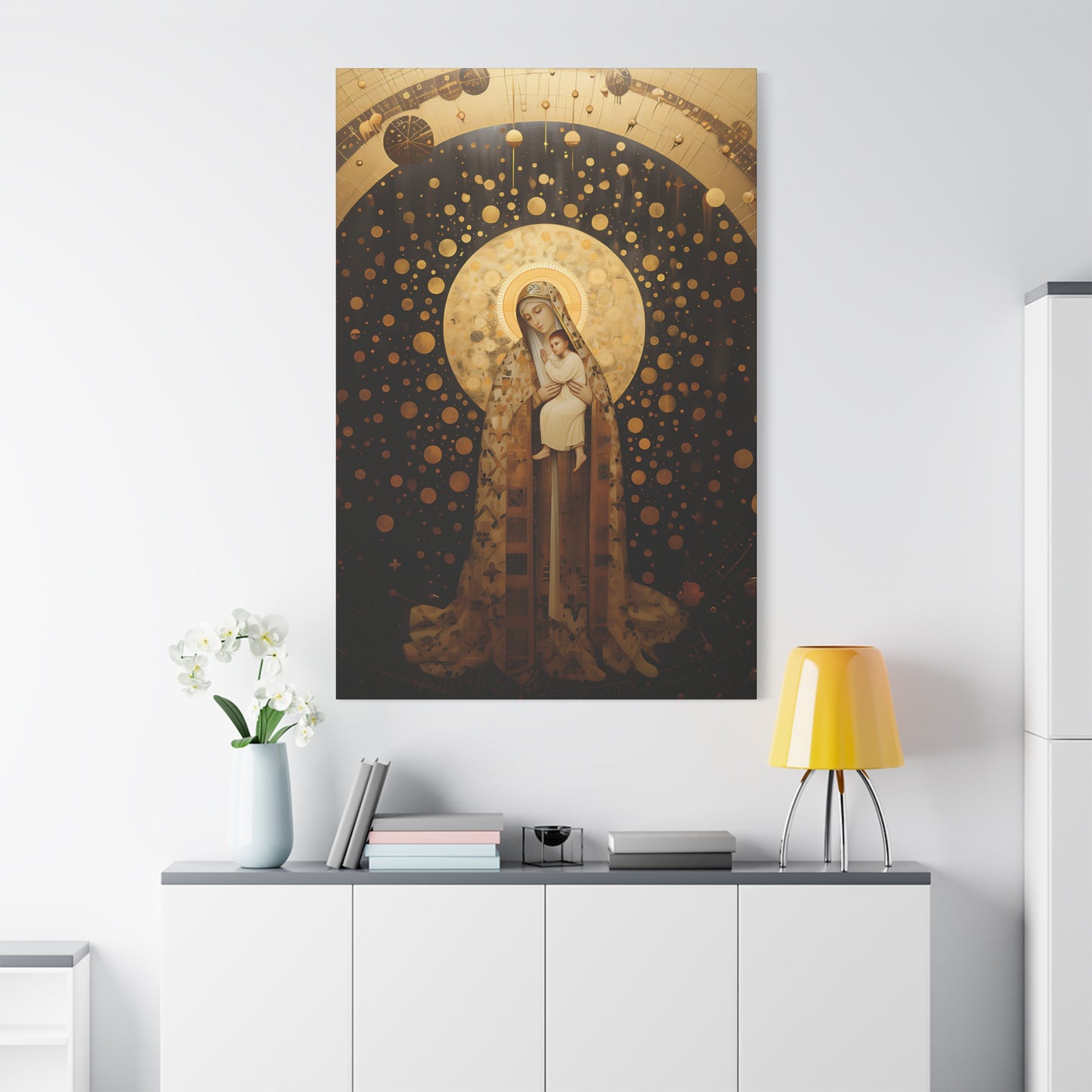 The Golden Mary - Mary the Blessed Virgin - Gallery Wrapped Canvas - Sanctified Souls Print - Religious Art for your Home - Pop Art
