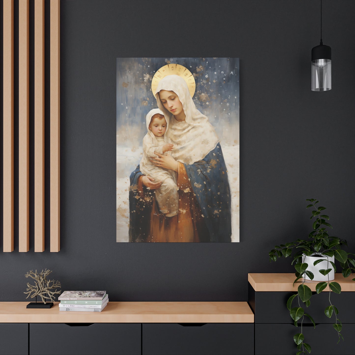 Winter's Grace : Our Lady of the Snows Canvas Print - Multiple Sizes - Catholic Home art - Gallery Wrapped Canvas - Sanctified Souls Print