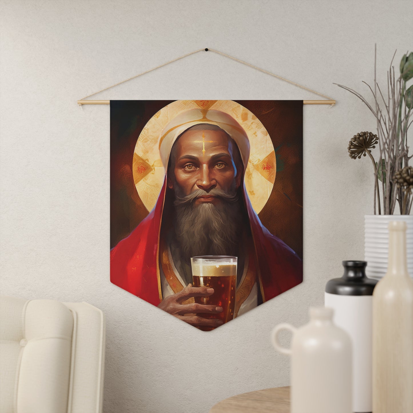 Saint Augustine of Hippo Wall Banner / Wall Hanging - Prayer room art - Catholic Home Art - Our Lady of Guadalupe - 18" x 21"