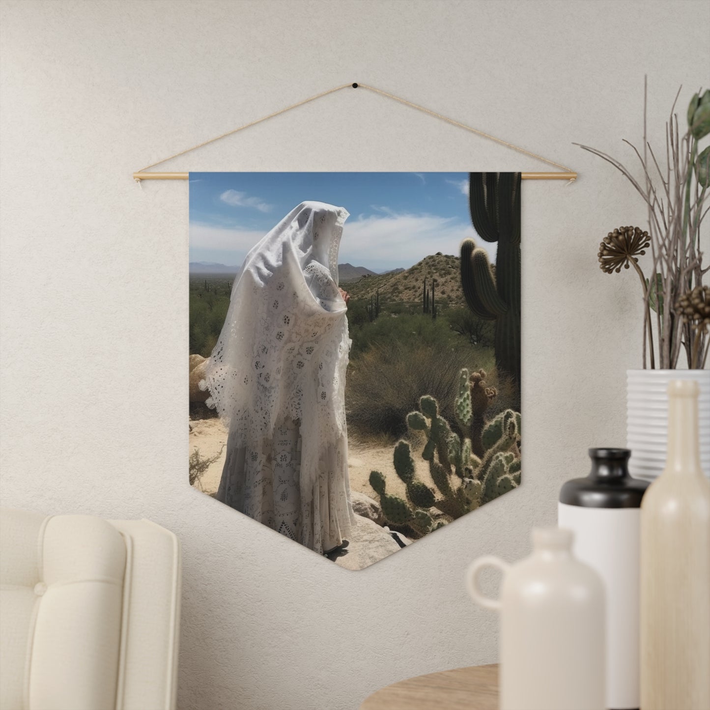 Saint Amma Sarah of the Desert Wall Banner / Wall Hanging / Desert Mother Saint - Religious Wall Tapestry - Catholic Art - 18" x 21"