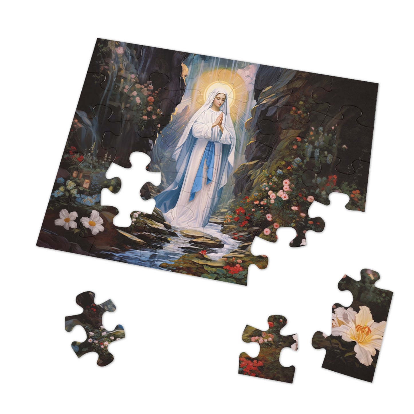 Our Lady of Lourdes - Puzzle and Keepsake Tin - Religious Jigsaw Puzzle (30, 110, 252, 500,1000-Piece) - Religious Puzzle