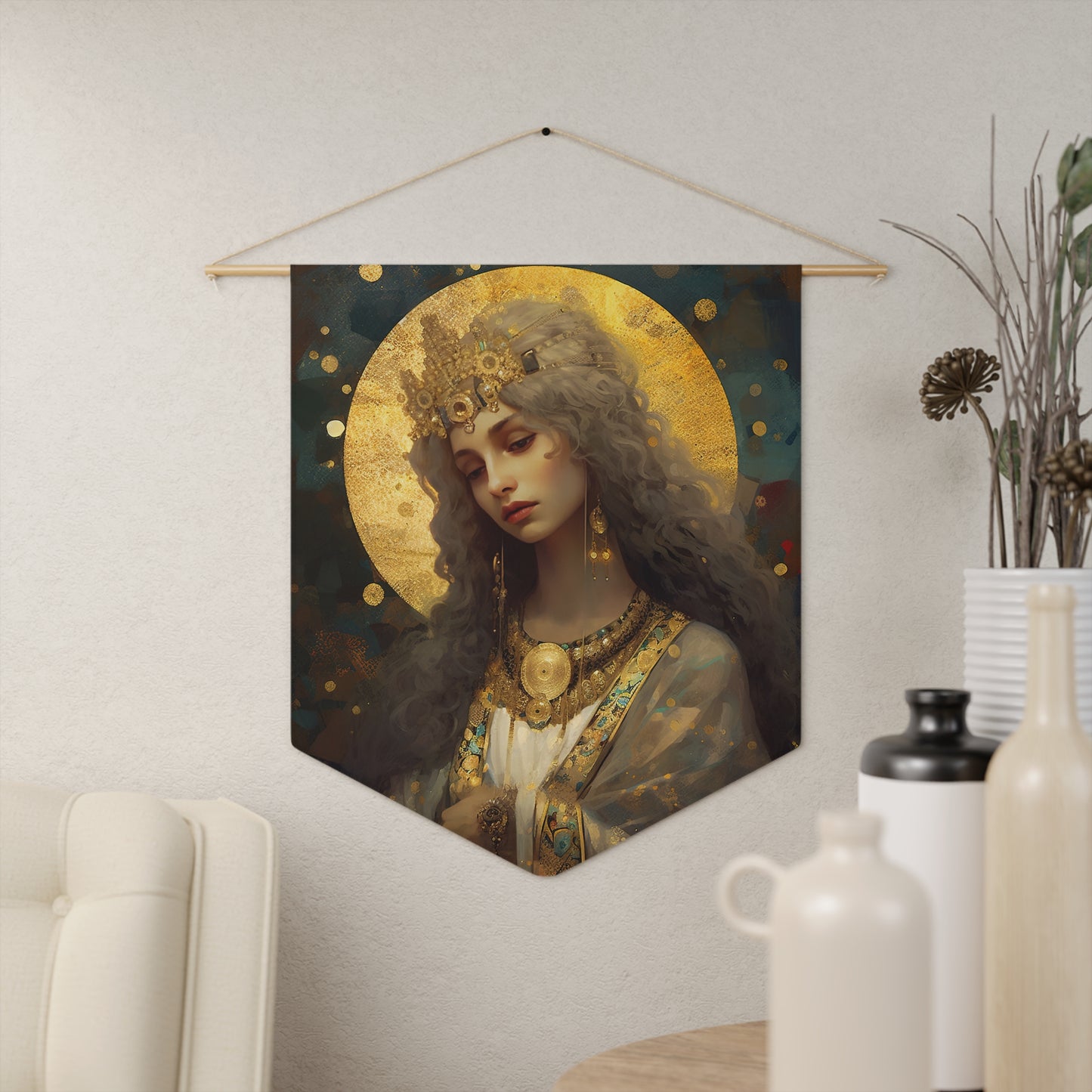 Saint Catherine of Alexandria Wall Banner / Wall Hanging - Prayer room art - Catholic Home Art - Large Saint Art for your home - 18" x 21"
