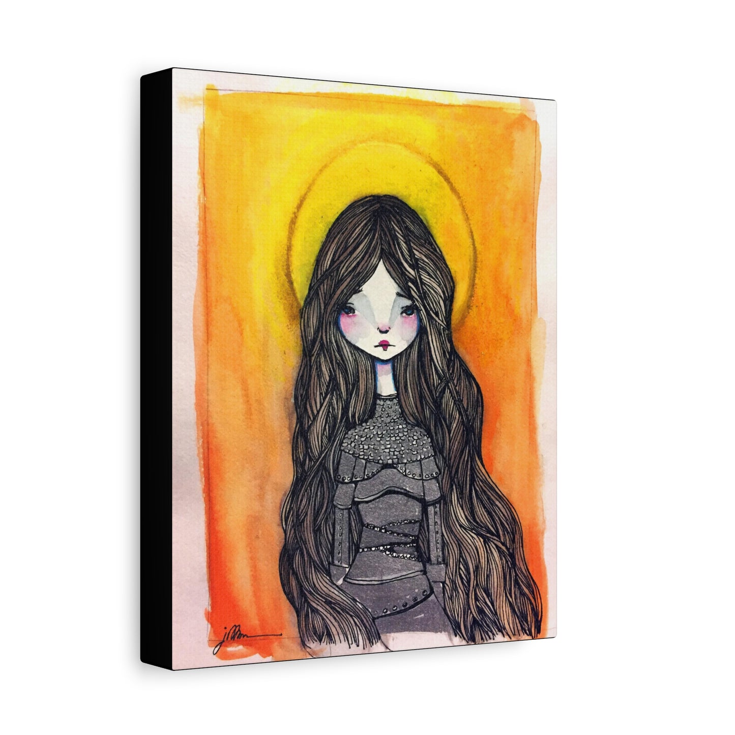 Saint Joan of Arc Canvas Print - Hand-Drawn Catholic Art Print | Christian Sacred Wall Art | Sanctified Solocosmo Religious Artwork