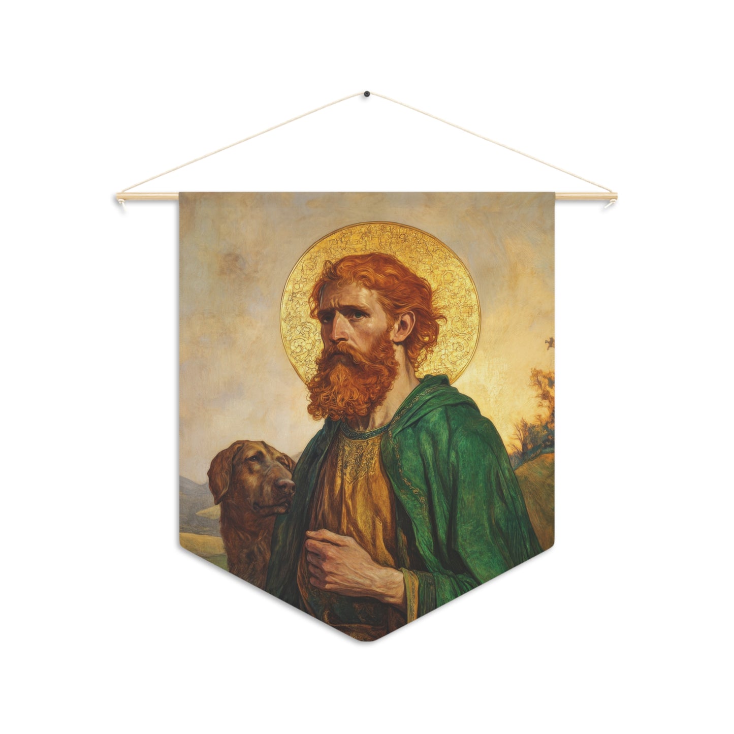 Saint Andrew the Scot Pennant / Banner / Wall Hanging - Prayer room art - 18" x 21" - Catholic prayer Religious - Large Banner