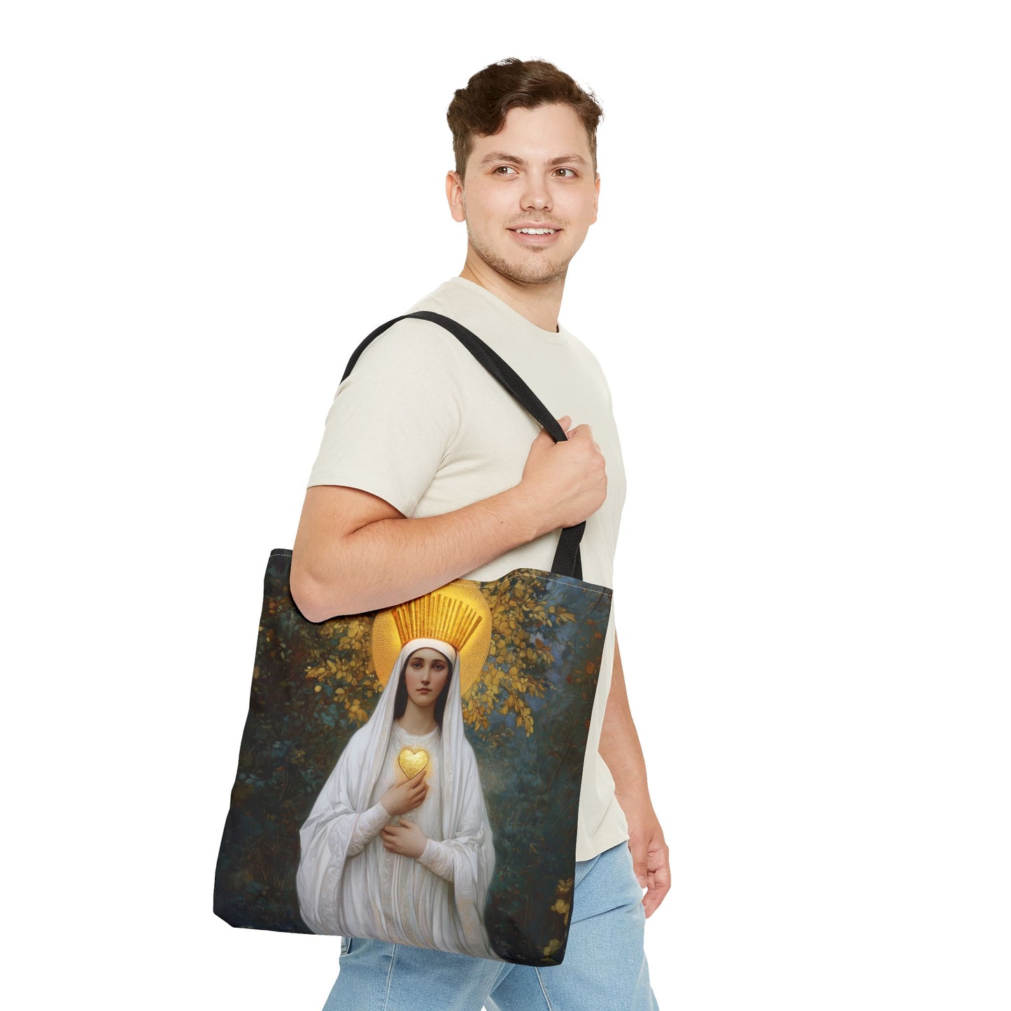 Our Lady of Beauraing - Our Lady of the Golden Heart - Marian Art - Tote Bag - Large Medium Small Faith Art Bag - Tote Purse
