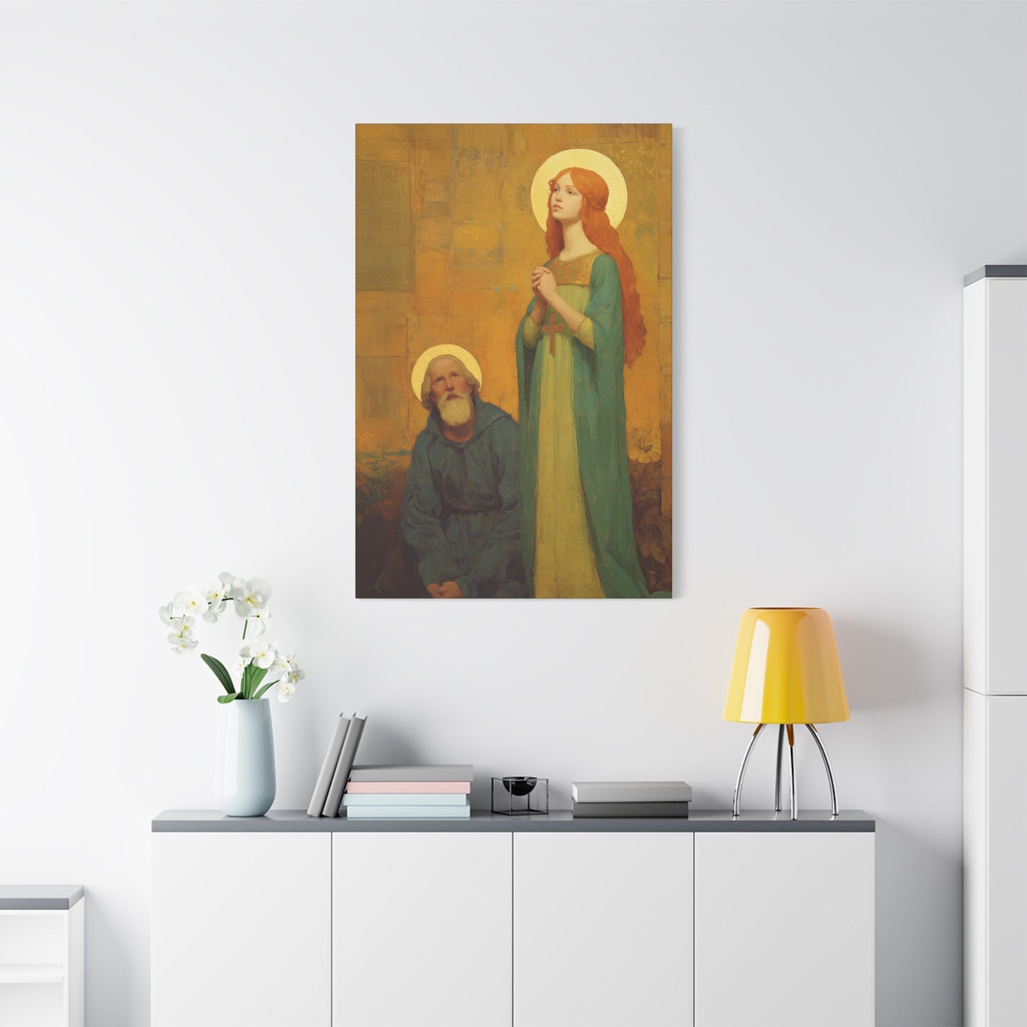 Saints Justina and Cyprian - Multiple Sizes - Catholic Home art - Museum Wrapped Canvas - Sanctified Souls Print - Catholic Martyr Art