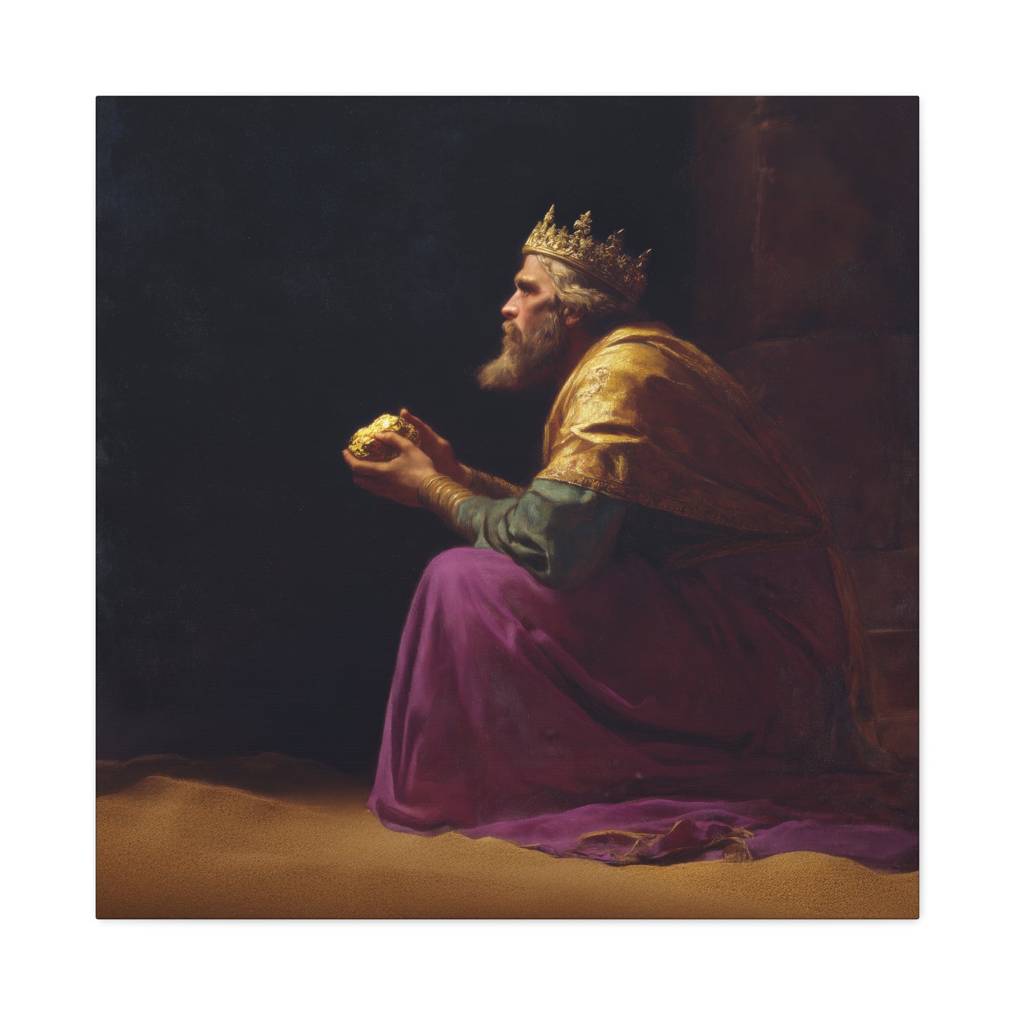 Melchior and the Gift Fit for a King - 3 Wise Men - Gallery Wrapped Canvas - Print - Religious Art for your Home - Catholic