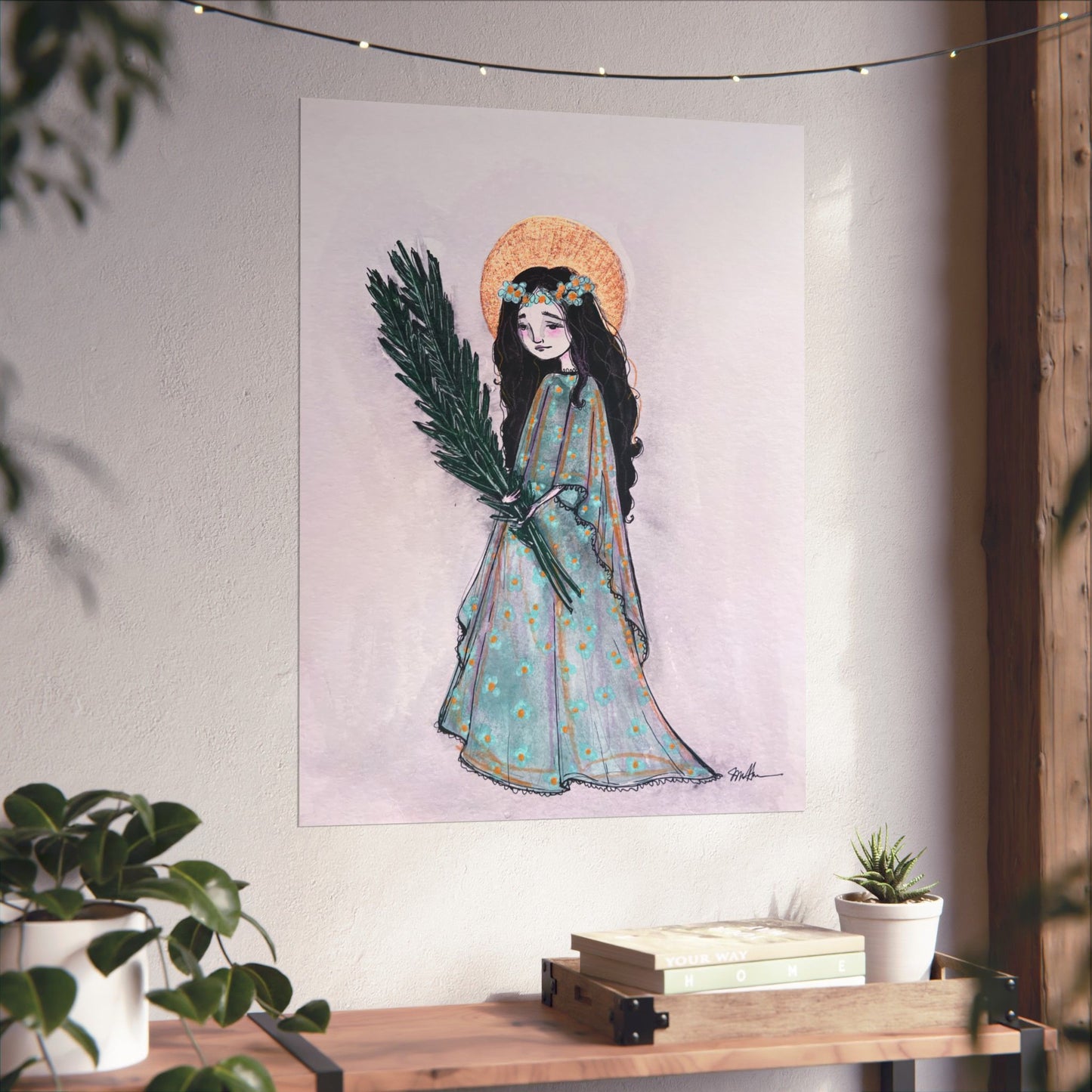 Saint Faith Matte Poster - Hand-Drawn Art - Catholic Print | Faith Hope and Charity Devotional Wall Art | Christian Religious Poster