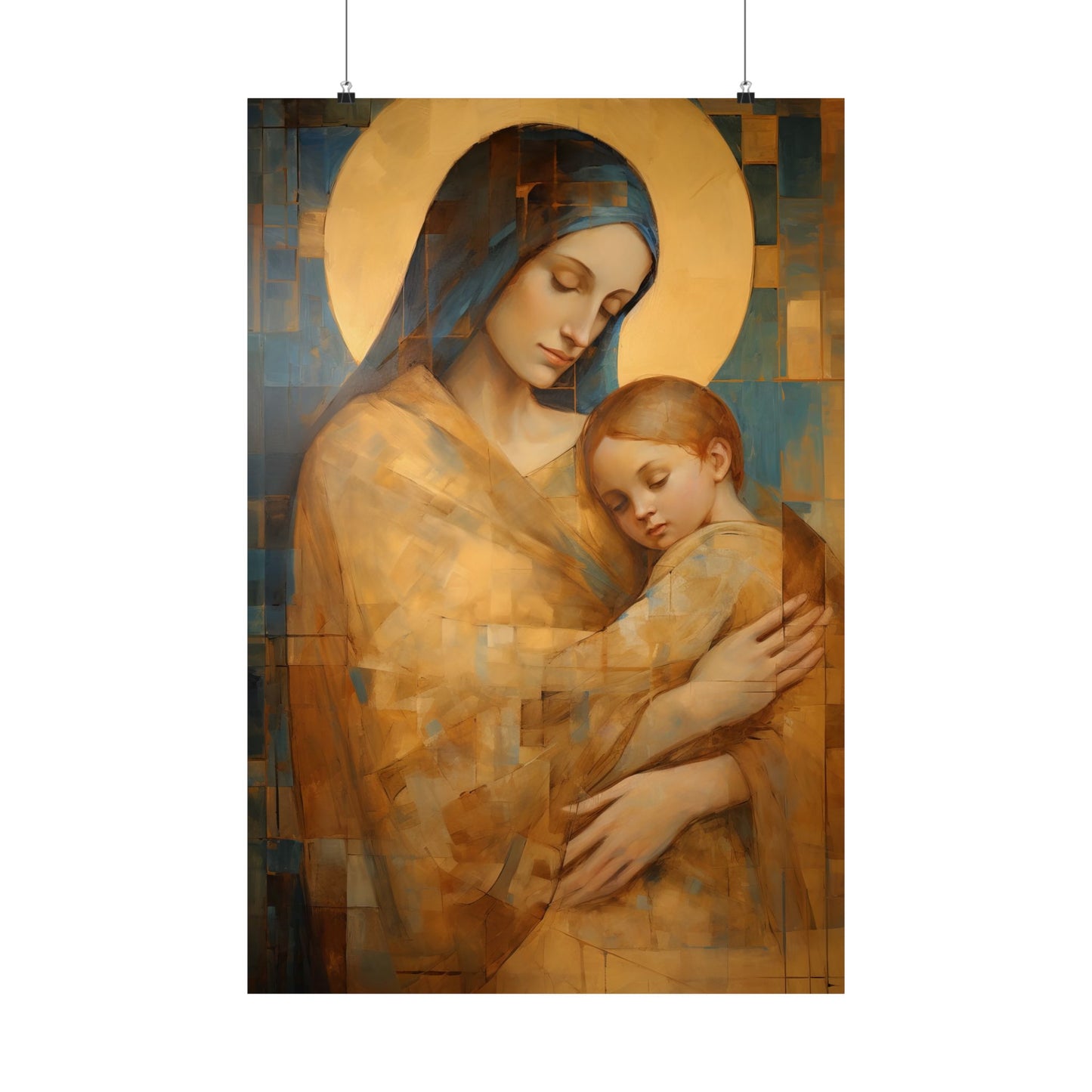 Heavenly Connection - Mary and the Divine Son - Multiple Sizes - Premium Matte Vertical Posters - Christ Child and Mother Mary