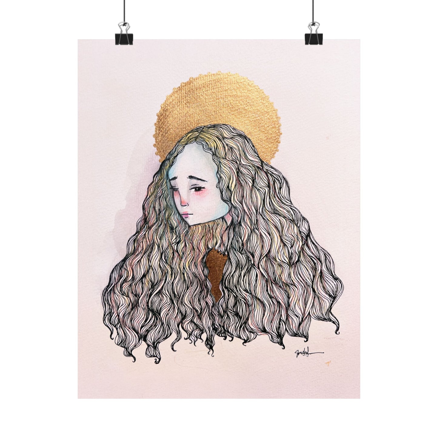 Saint Philomena Poster Print - Hand-Drawn Catholic Art Print | Christian Devotional Wall Art | Sanctified Solocosmo Religious Poster
