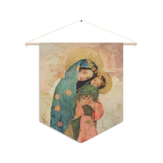 The Sweet Advocate of Souls - Mary, Help of Christians - Pennant / Banner / Wall Hanging - Prayer room art - Catholic Home - 18" x 21"