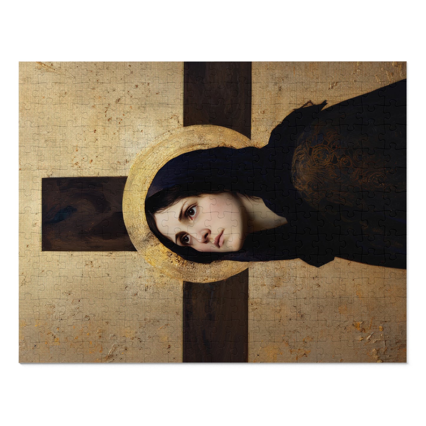 Our Lady of the Cross - Mother Mary  - Our Lady of the Crucifix - Marian Art - Puzzle - with Tin - Jigsaw (30, 110, 252, 500,1000-Piece)