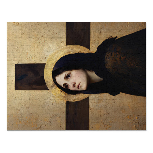 Our Lady of the Cross - Mother Mary  - Our Lady of the Crucifix - Marian Art - Puzzle - with Tin - Jigsaw (30, 110, 252, 500,1000-Piece)