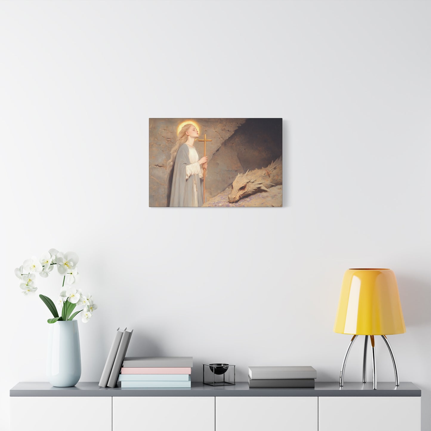 Saint Margaret of Antioch -  Museum Wrapped Canvas - Sanctified Souls Print - Religious Art for your Home - Catholic Patron Saint Art