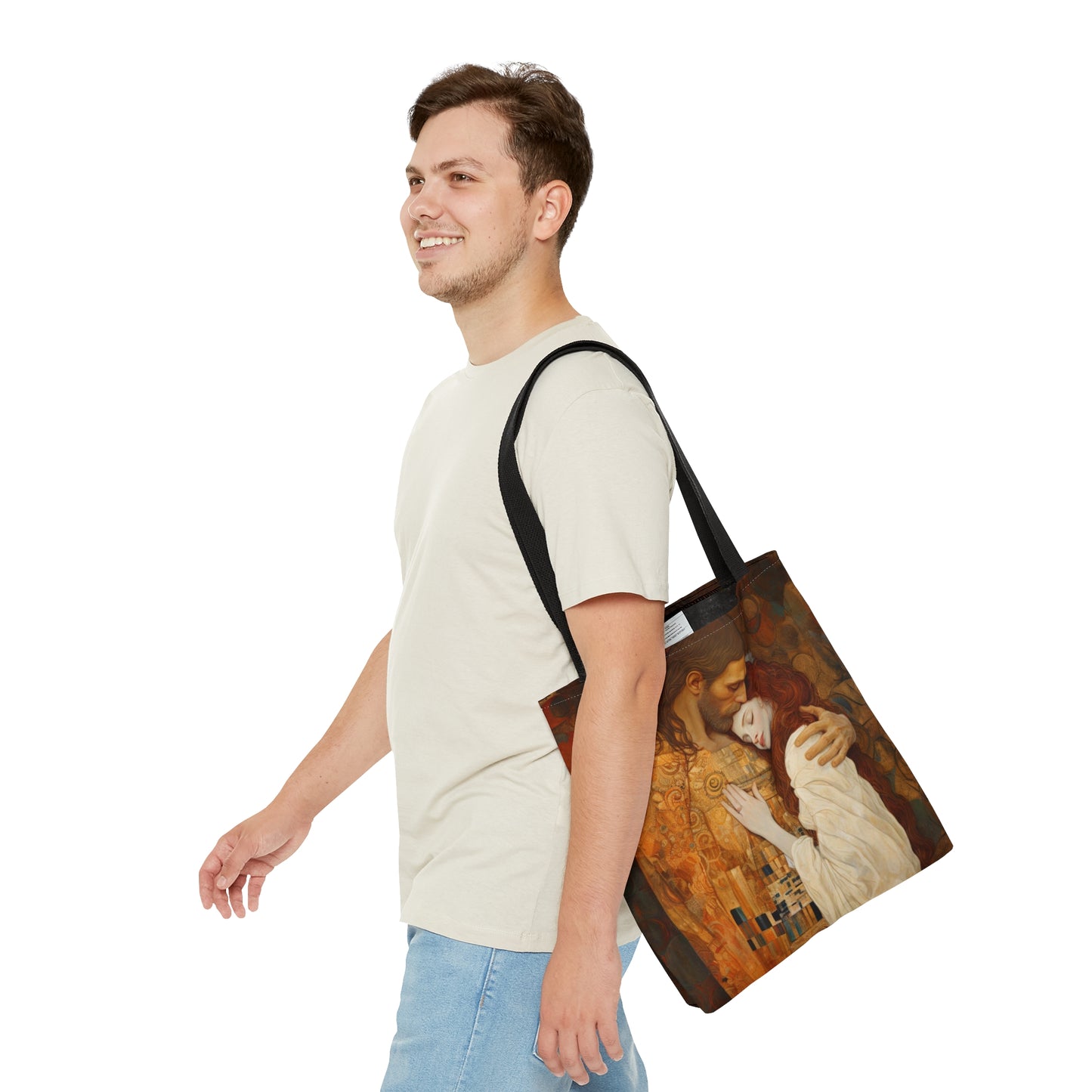 Transcendent Devotion: Christ Embracing Mary Magdalene Tote Bag - Catholic faith inspired carry-all purse