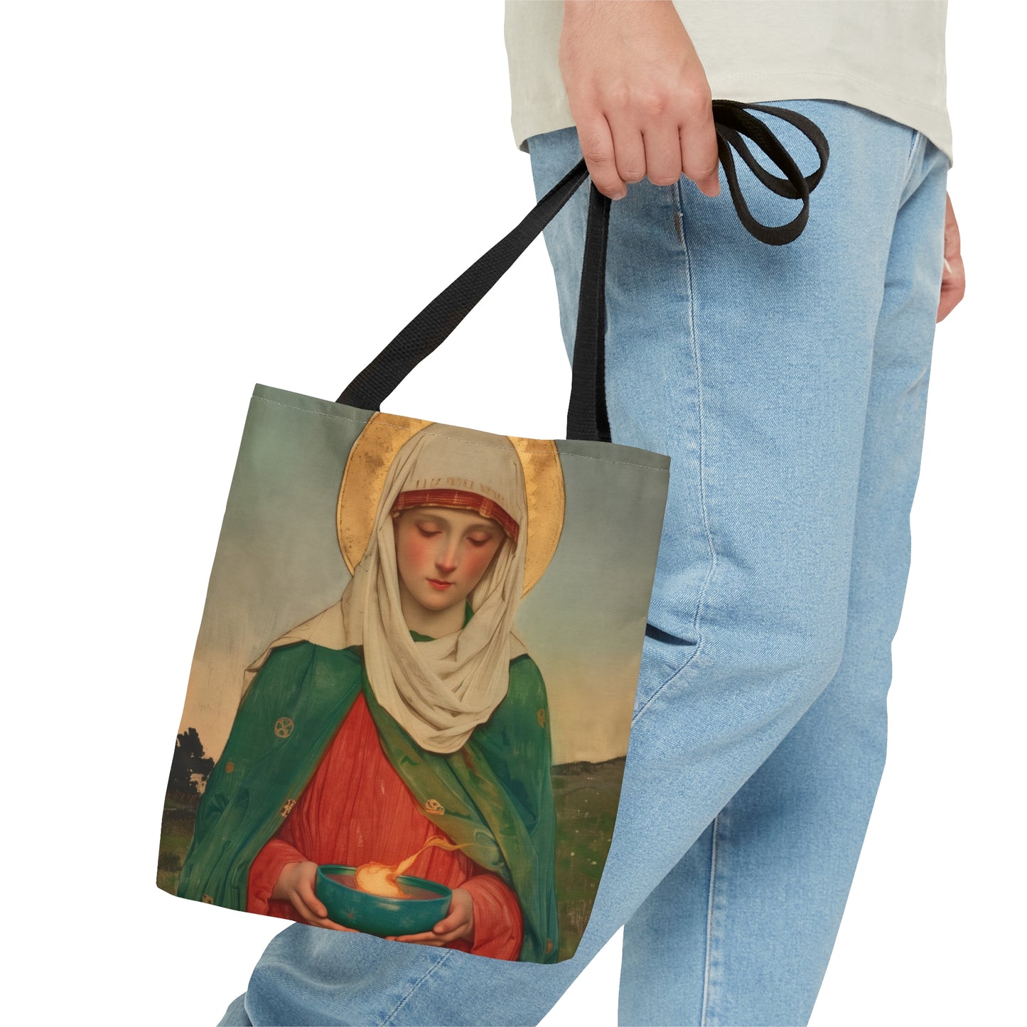 Saint Brigid of Ireland / Kildare Tote Bag - Large Medium Small Faith Art Bag - Catholic Faith Purse - Religious - Prayer Bag - Devotional