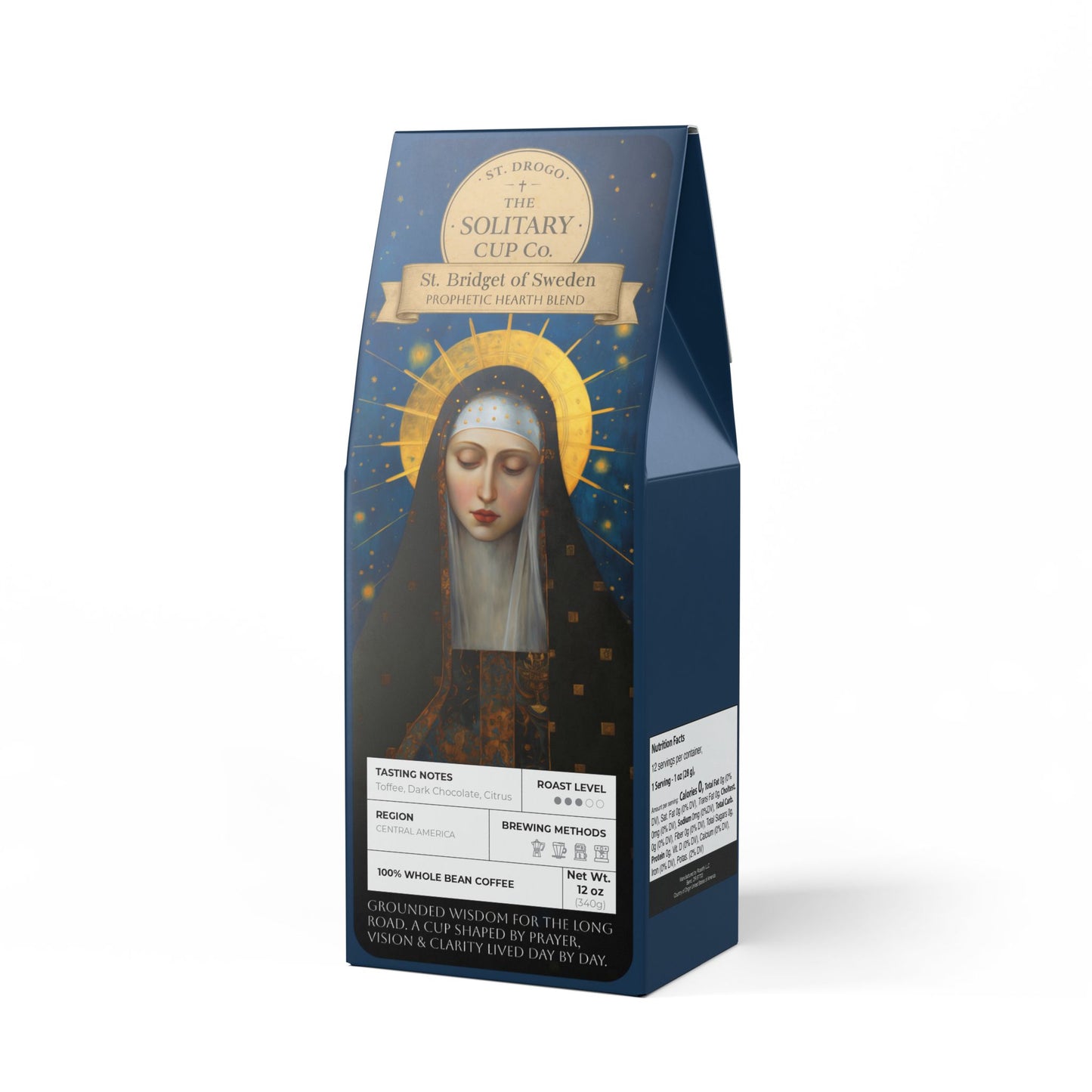 St. Bridget of Sweden - Prophetic Hearth Blend (Medium Roast) - St. Drogo - The Solitary Cup Co. - Artisan Catholic Saint Inspired Coffee - 12 oz.