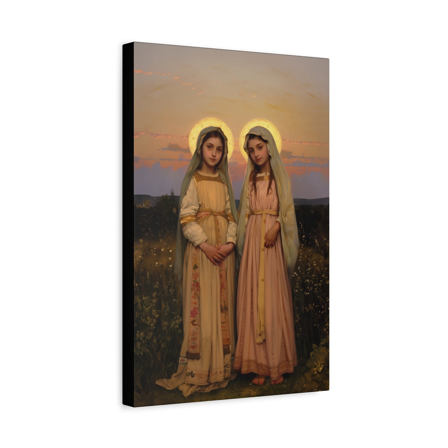 Saints Nunilo and Alodia - Museum Wrapped Canvas - Print - Religious Art for your Home - Christian print - Prayer Room Catholic Saint