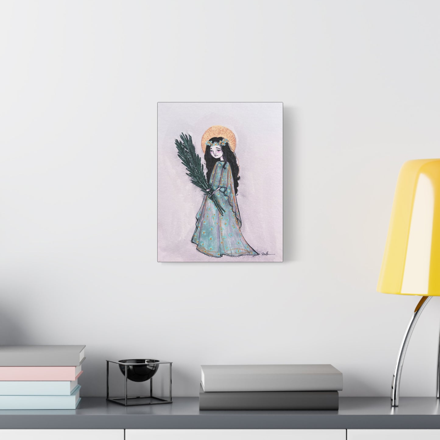 Saint Faith Canvas Print - Hand-Drawn Art - Catholic Print | Faith Hope and Charity Sacred Art | Sanctified Solocosmo Religious Artwork