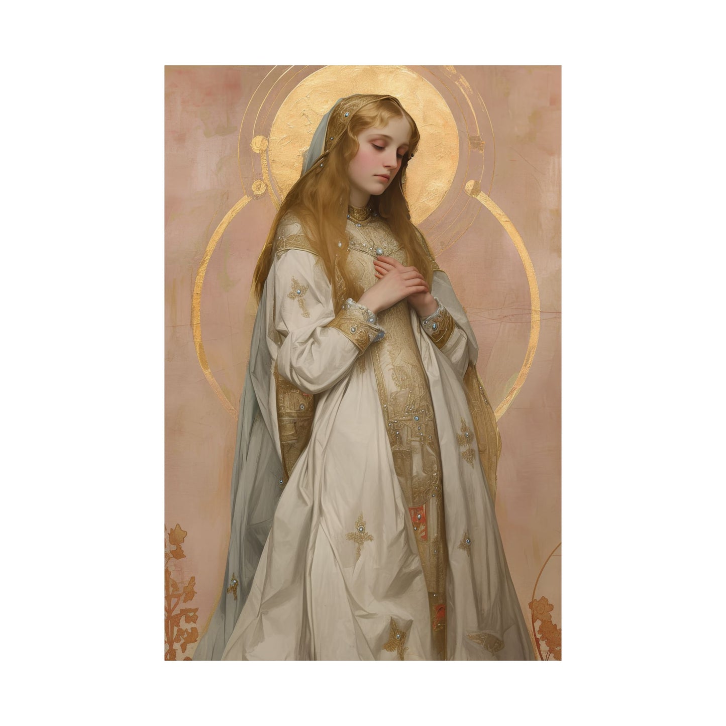 Saint Waldetrudis / Waltrude or Waudru - Sanctified Souls Print - Multiple Sizes - Premium Matte Vertical Posters - Catholic Saint Art