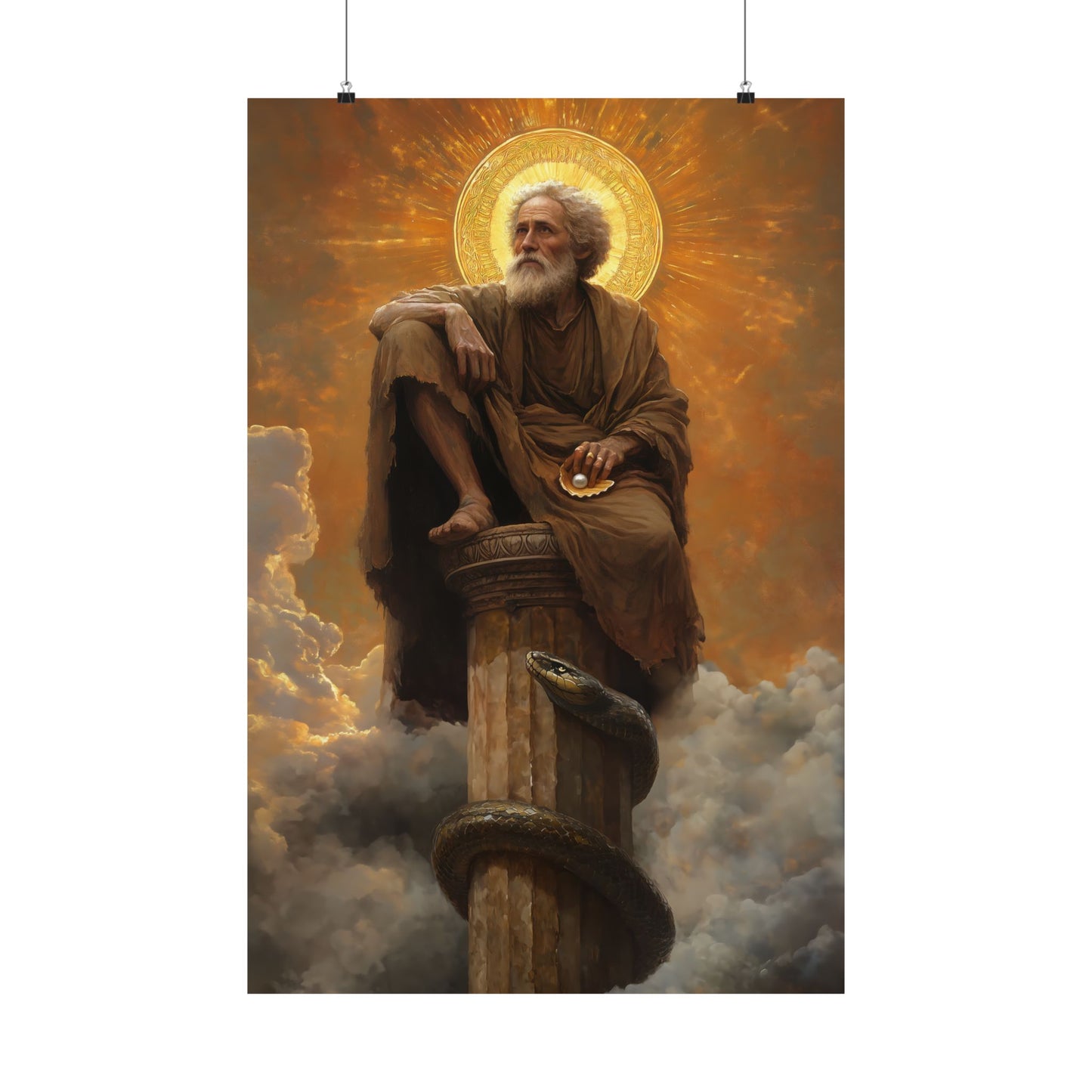 Saint Simeon Stylites - Sanctified Souls Print - Multiple Sizes - Premium Posters - Catholic Art - Christian Home Decor Artwork