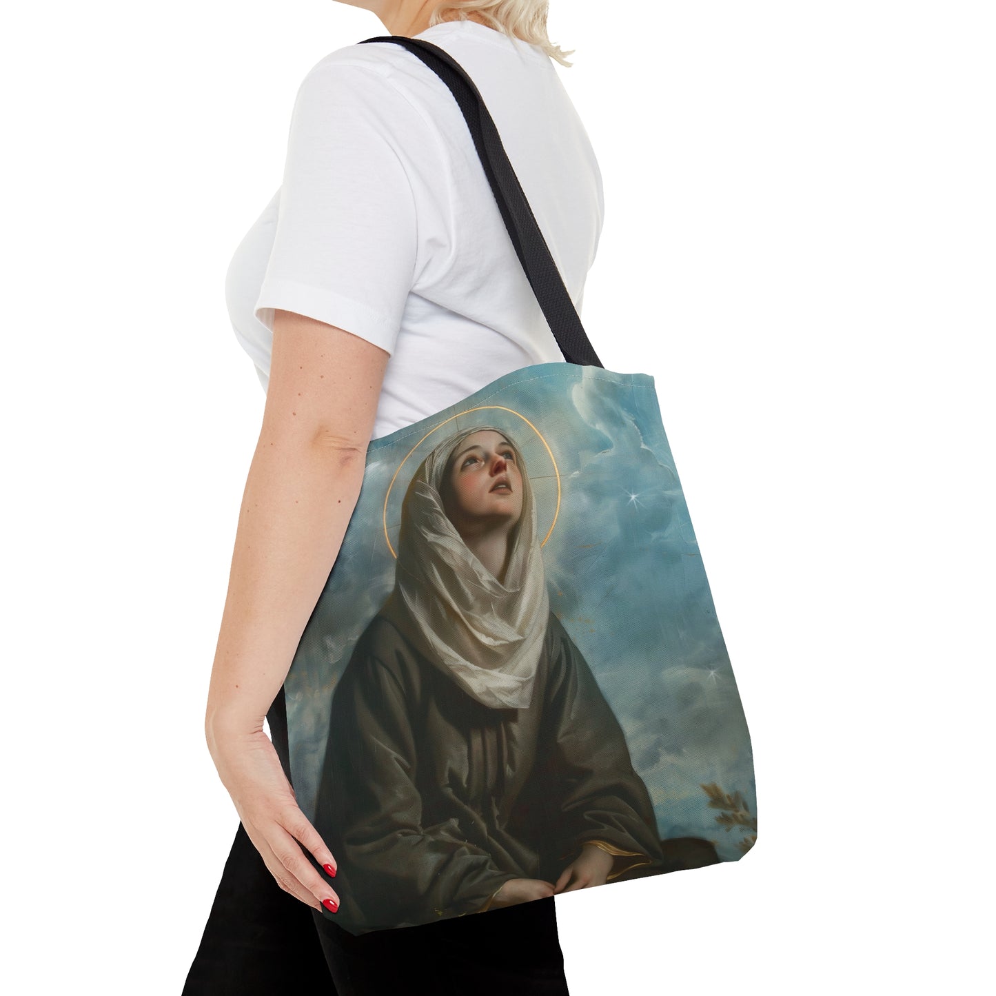 Saint Margaret of Cortona Tote Bag - Purse - Three sizes - Faith Art Bag - Catholic faith inspired carry-all purse - Double Sided