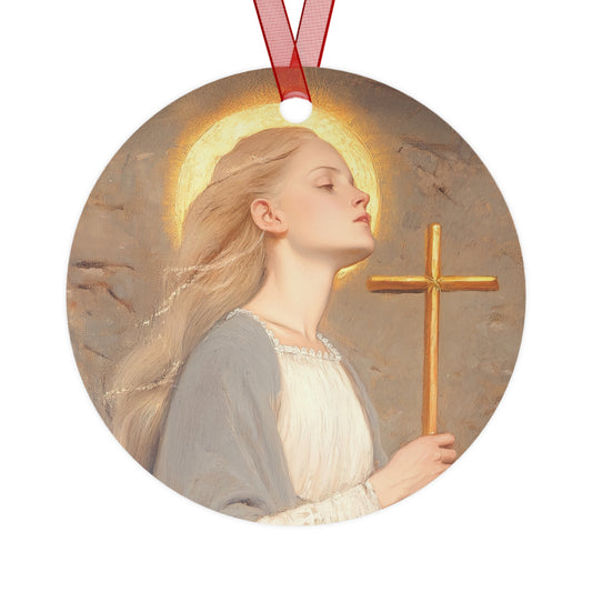 Saint Margaret of Antioch Metal Ornament - Religious Holiday Christmas Ornament and Keepsake - Prayer Ornament