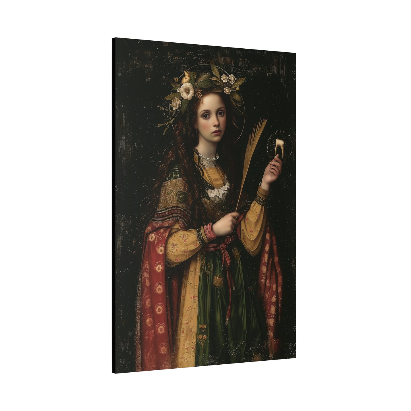 Saint Apollonia - Museum Wrapped Canvas - Print - Religious Art for your Home - Catholic art print - prayer room art