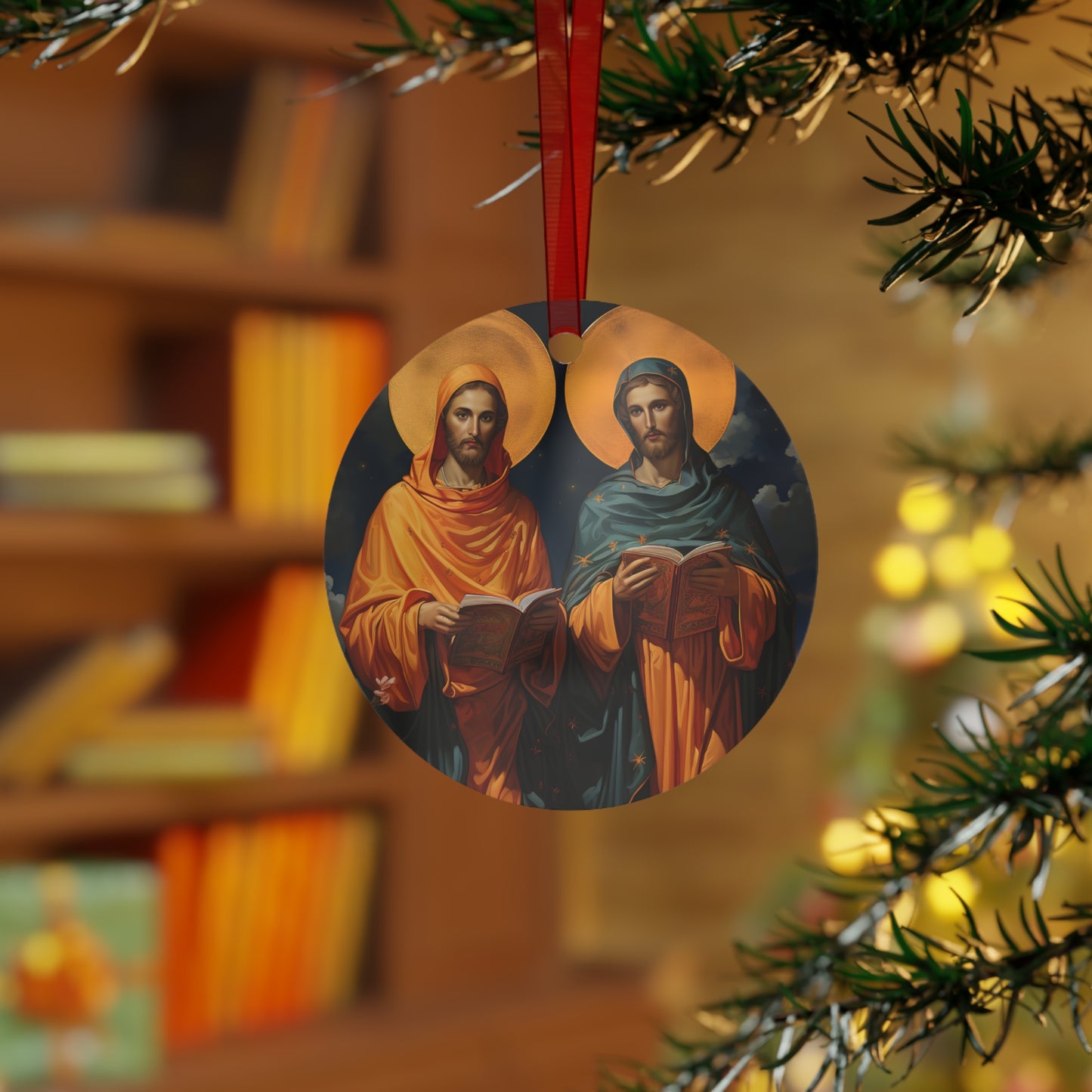 Saints Cosmas and Damian Ornament - Religious Holiday Christmas Ornament and Keepsake - Double sided Keepsake Religious Ornament
