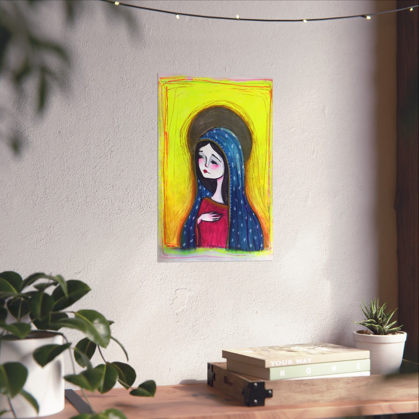Our Lady of Guadalupe Poster Print - Hand-Drawn Catholic Art Print | Marian Devotional Wall Art | Sanctified Solocosmo Religious Poster