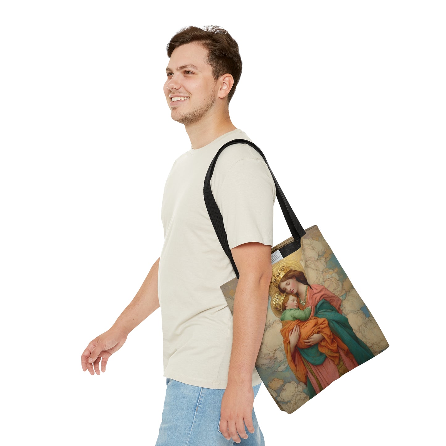 Our Lady, Strong and Tender - Mary, Help of Christians Tote Bag - Large Medium Small Faith Art Bag - Catholic Faith Purse - Double Sided