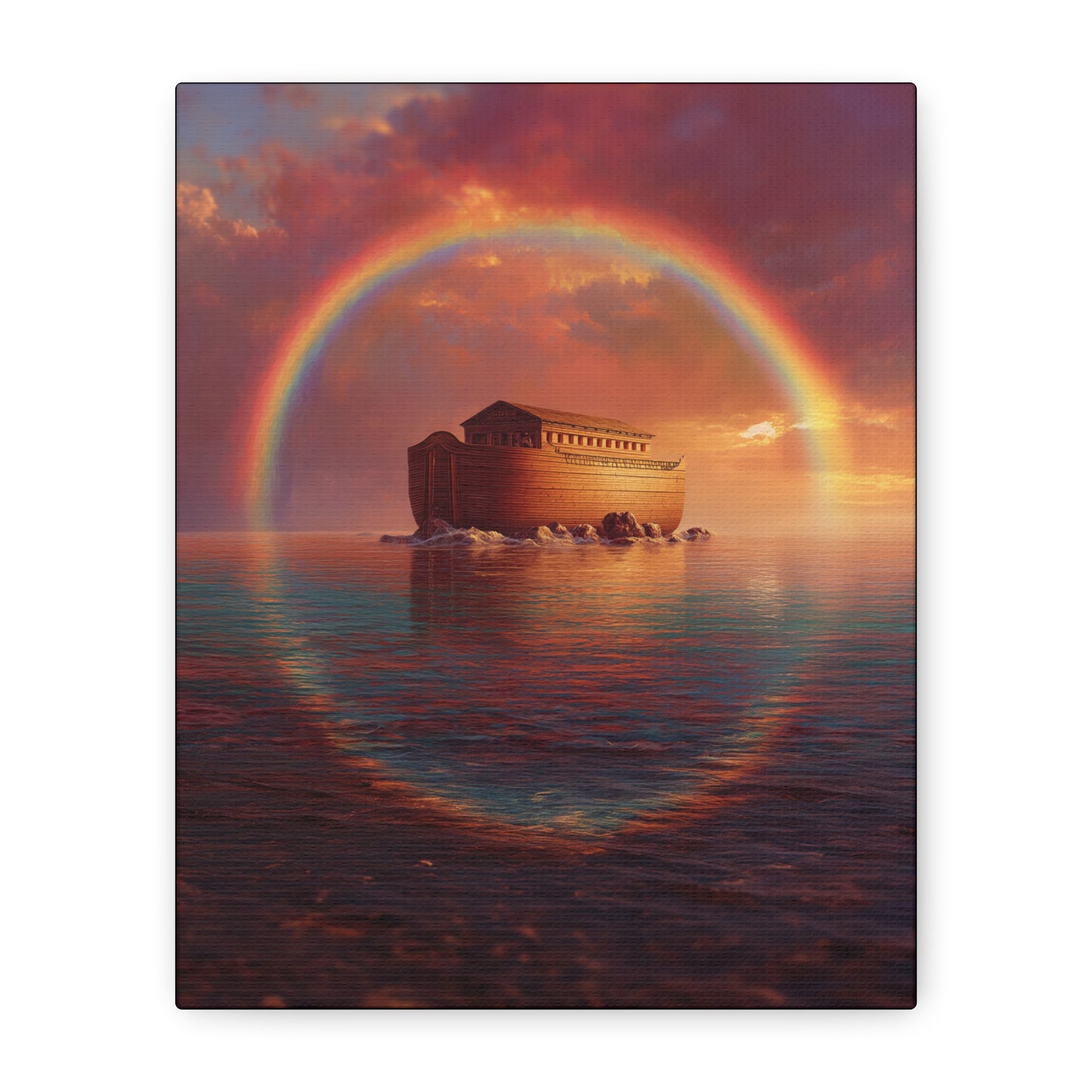 Sheltered Beneath the Covenant Sky - Noah's Ark - Gallery Wrapped Canvas - Print - Religious Art for your Home - Catholic