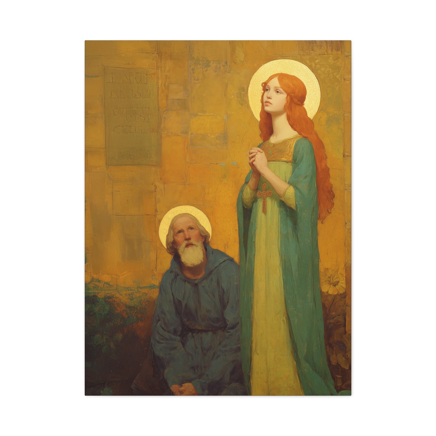 Saints Justina and Cyprian - Multiple Sizes - Catholic Home art - Museum Wrapped Canvas - Sanctified Souls Print - Catholic Martyr Art