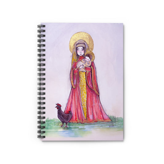 Our Lady of the Hens Catholic Spiral Notebook | Marian Devotional Journal | Hand-Drawn Virgin Mary Sacred Art Notebook