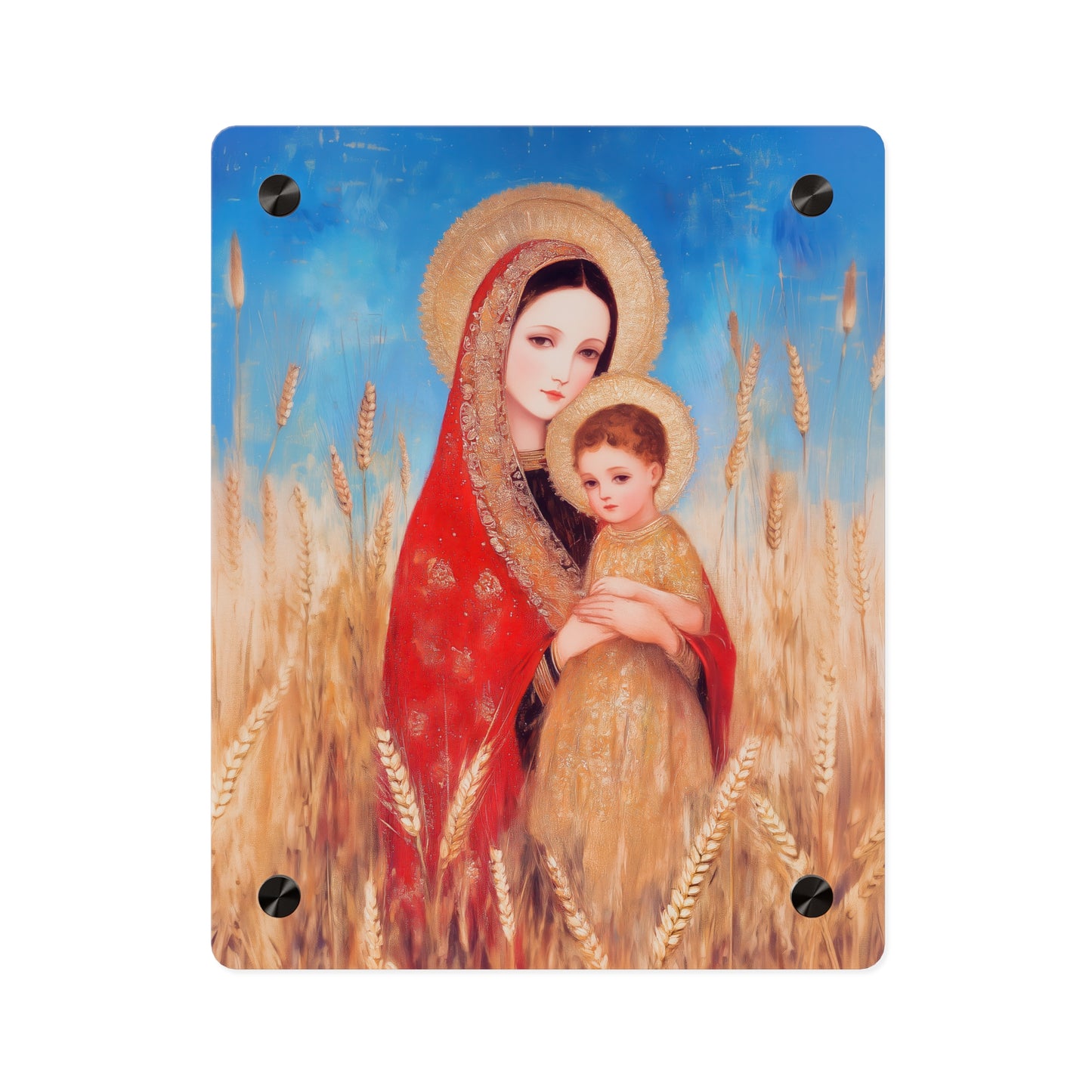 Our  Lady of the Harvest - Wall Art Panel - Ready to Hang Acrylic Print - Catholic Saint Art - Patron Saint Print