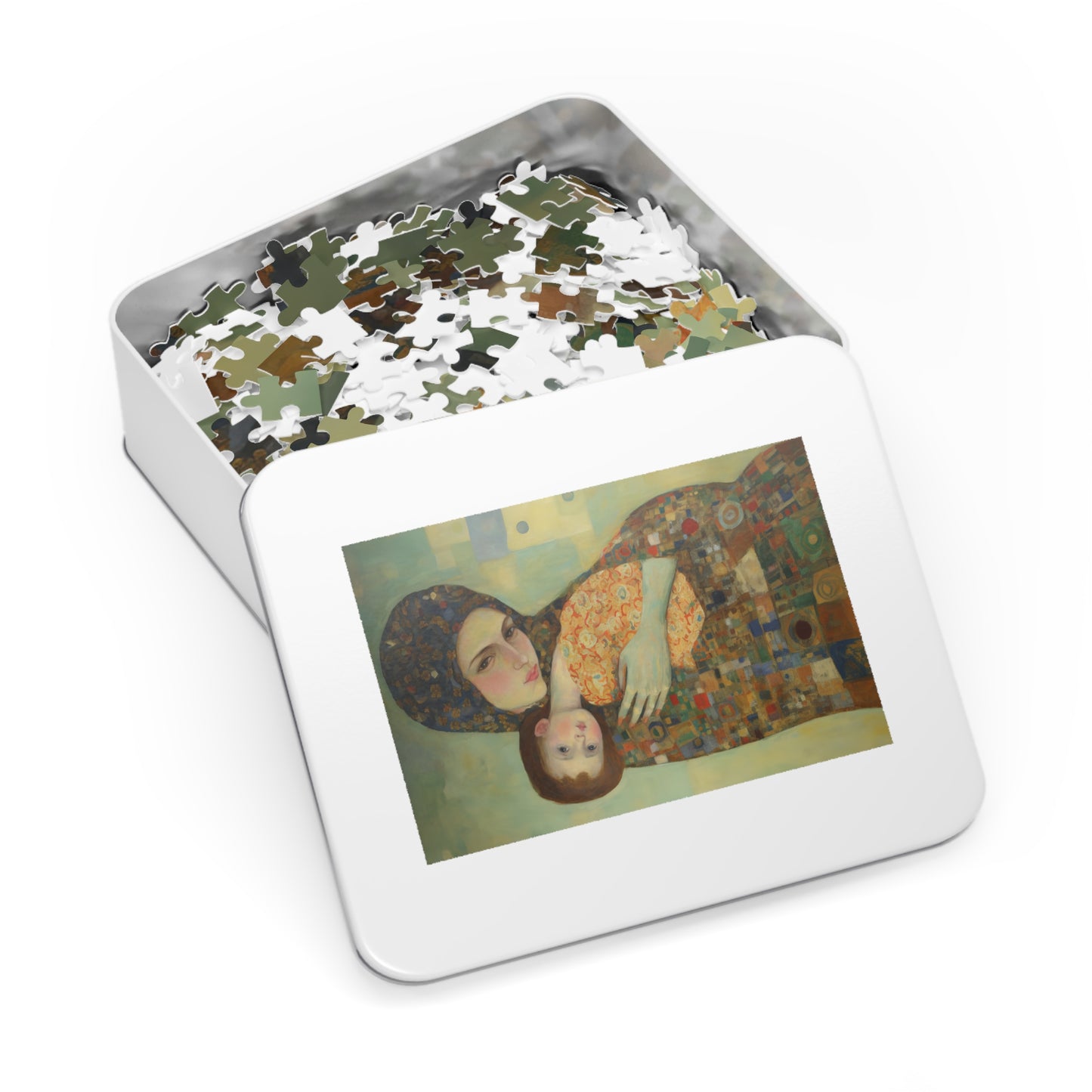 Cherished Blessing - Mary with Her Son - Based on Gustav Klimt's The Kiss - Religious Jigsaw Puzzle (30, 110, 252, 500,1000-Piece)
