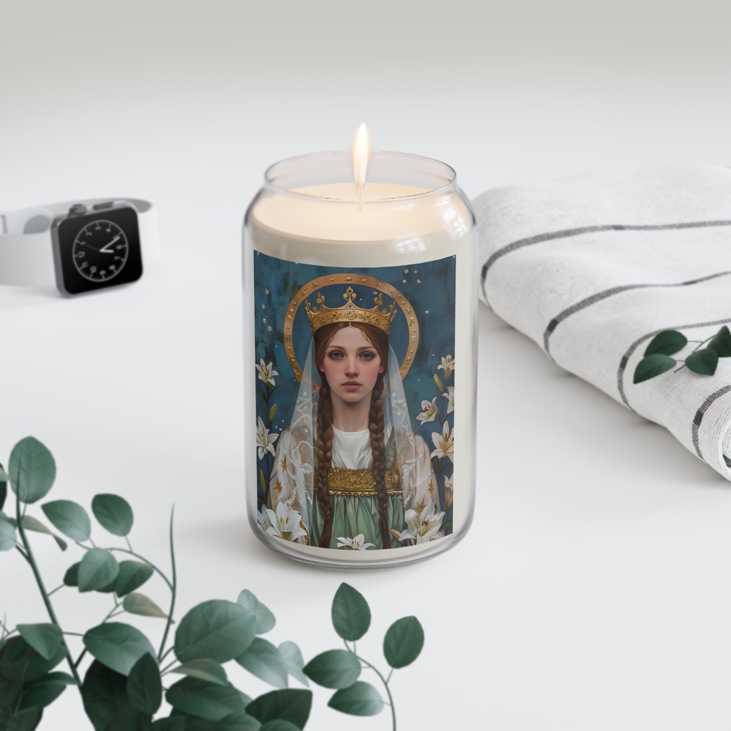 Saint Isabel of France Portrait Candle  - Scented Prayer Candle, 13.75oz - Tall Size - Religious Prayer Candle - Catholic Art