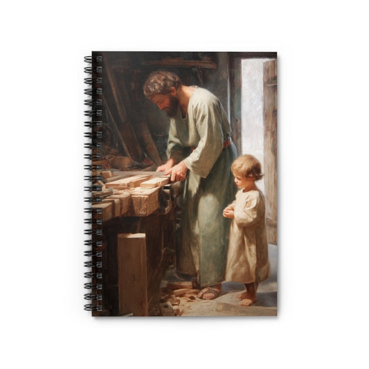 Saint Joseph the Worker  - Sanctified Souls Art - Religious Based Notebook - Spiral Notebook - Ruled Line