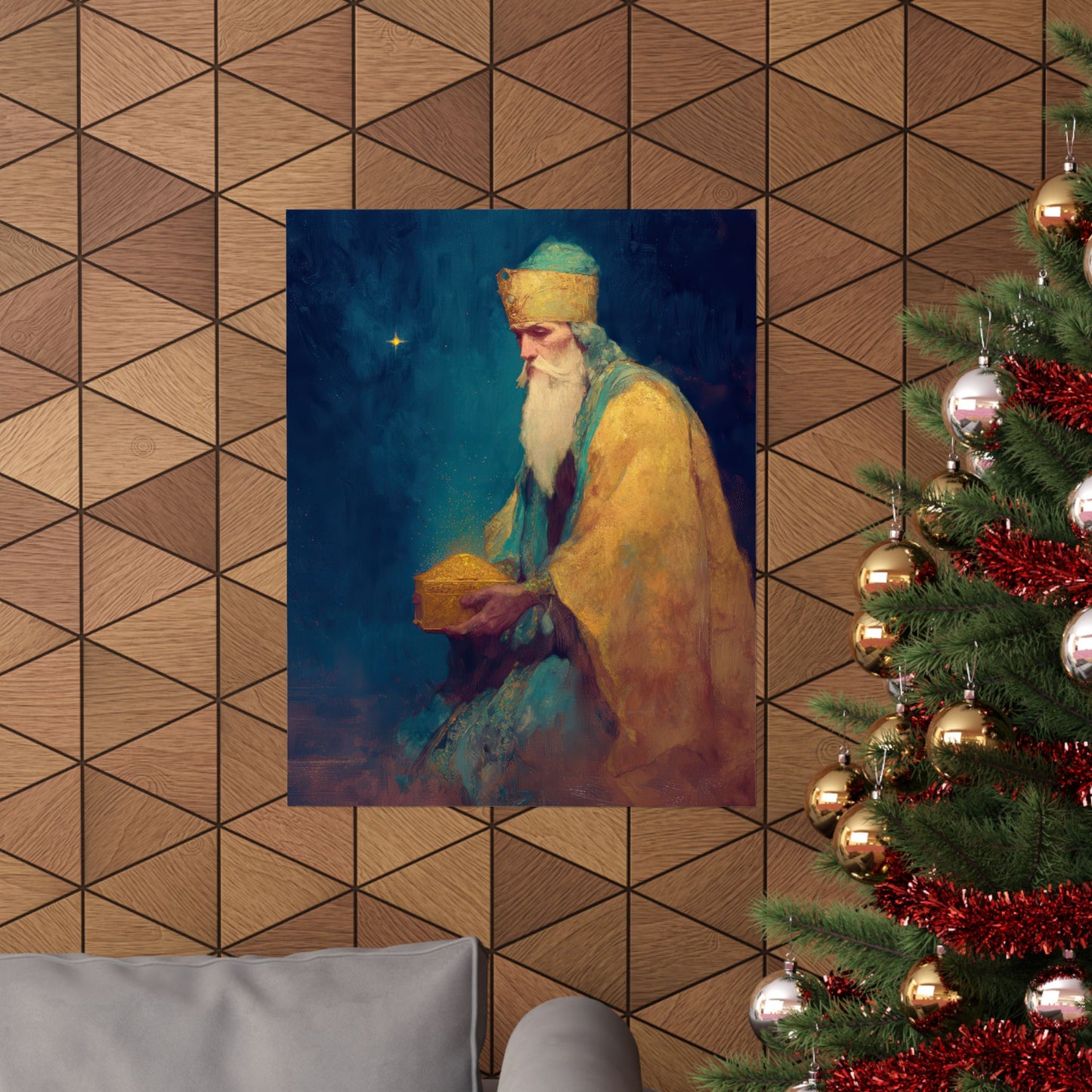 Caspar and the Offering of Worship - 3 Wise Men - Sanctified Souls Print - Multiple Sizes - Premium Matte Vertical Posters