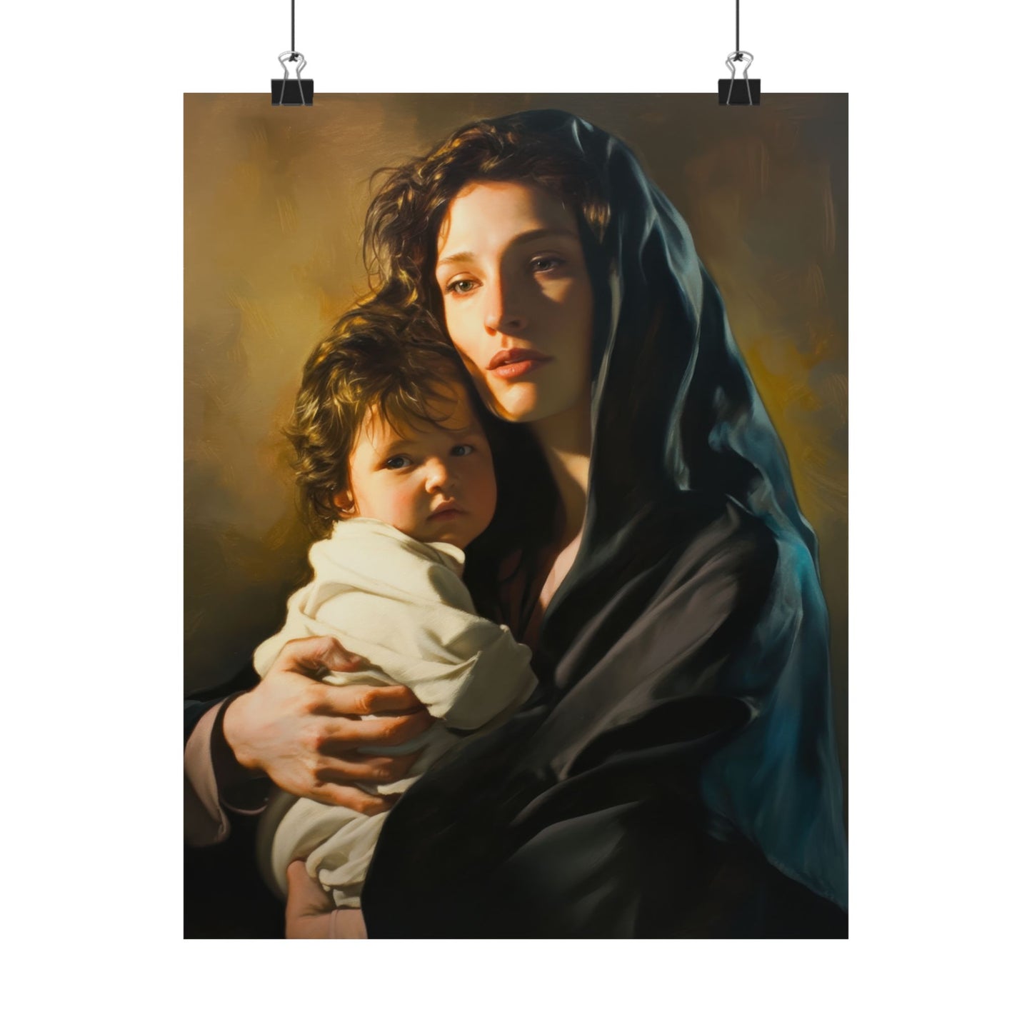 A mother's Gentle Embrace - Mary and The Christ Child - Sanctified Souls Print - Multiple Sizes - Premium Posters - Catholic Art - Christian