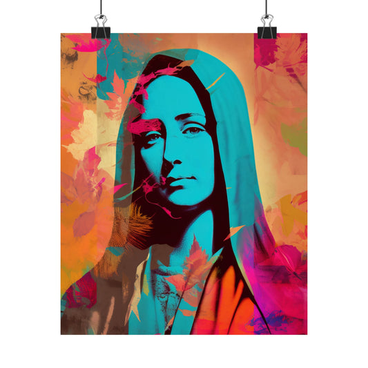 Mary The Blessed Virgin - Sanctified Souls Print - Multiple Sizes - Premium Matte Vertical Poster - Pop Surreal Lowbrow Art Style